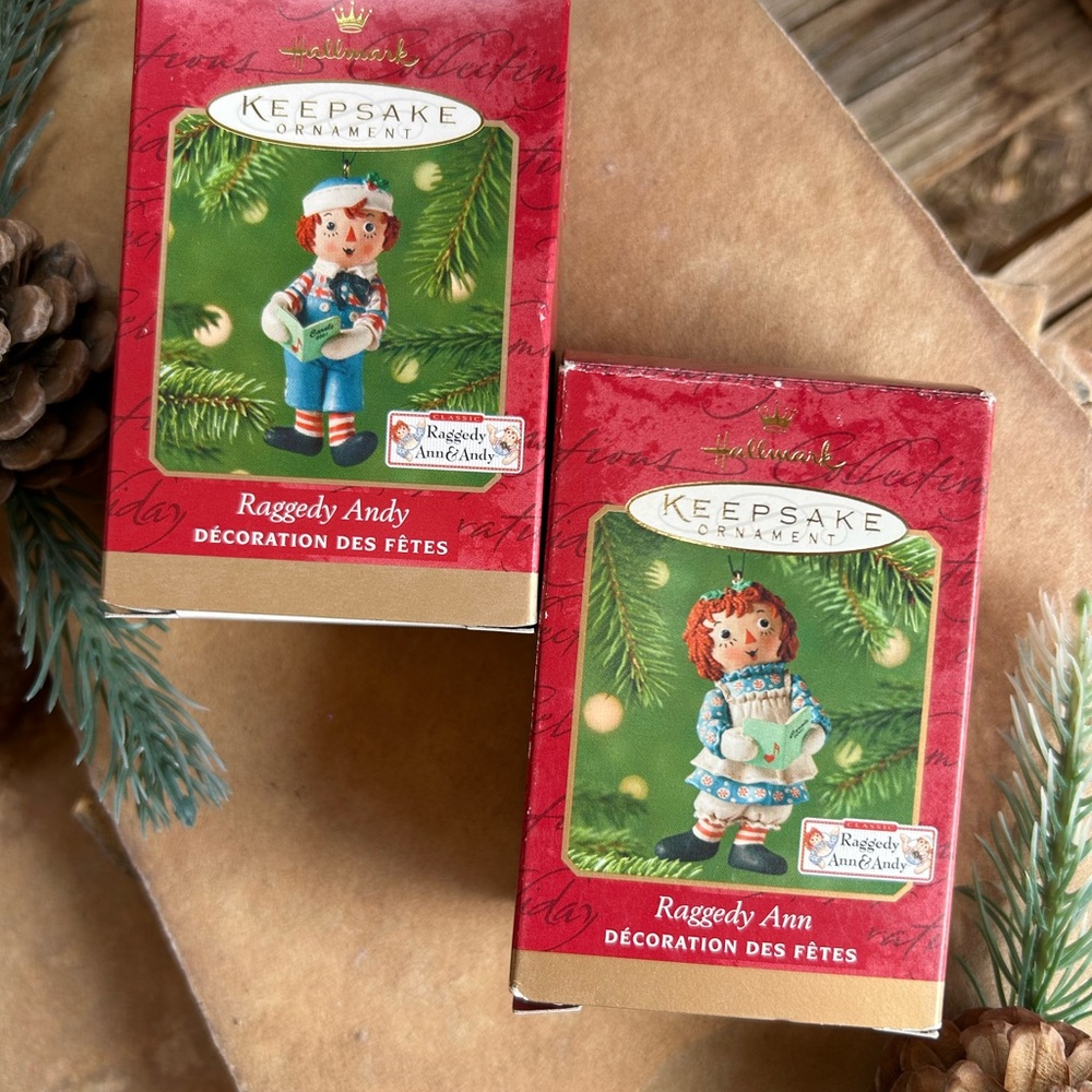 Hallmark Raggedy Ann & Andy Holiday Ornaments New in Box